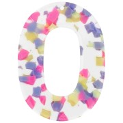 Pendentif ovale évidé en acétate 47x34 mm - Terrazzo Vanille - Rose Pastel x1|raw }}