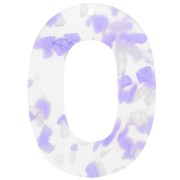 Pendentif ovale évidé en acétate 47x34 mm - Terrazzo Violet - Blanc nacré x1