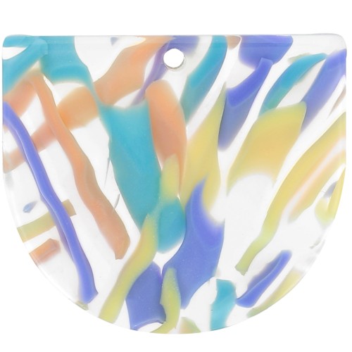 Pendentif demi-lune en acétate 29x33 mm - Abstrait Violet - Saumon x1