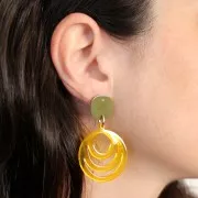 Pendentif rond ajouré en acétate 30 mm - Ecaille de tortue Vert - Fuchsia x1