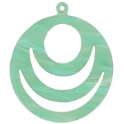 Pendentif rond ajouré en acétate 30 mm - Marbré Multi-vert nacré x1