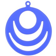 Pendentif rond ajouré en acrylique transparent 30 mm - Bleu électrique x1