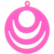 Pendentif rond ajouré en acrylique transparent 30 mm - Rose - orange fluo x1