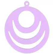 Pendentif rond ajouré en acrylique transparent 30 mm - Violet clair x1