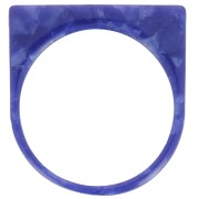 Bague plate en acétate opaque - Taille 53 - Marbré Bleu foncé nacré x1