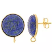Clous d'oreilles pour cabochon fond plat 16mm - anneau ouvert - Doré à l'or fin x2
