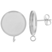 Clous d'oreilles pour cabochon fond plat 16mm - anneau ouvert - Placage Arg fin x2|raw }}