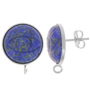 Clous d'oreilles pour cabochon fond plat 16mm - anneau ouvert - Placage Arg fin x2