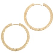 Créoles rondes martelées 31 mm - Fil 3 mm - Acier Inoxydable 304 Doré x2|raw }}