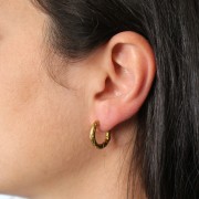 Créoles rondes martelées 18 mm - Fil 3 mm - Acier Inoxydable 304L x2