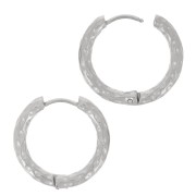 Créoles rondes martelées 22 mm - Fil 3 mm - Acier Inoxydable 304L x2