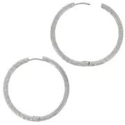 Créoles rondes martelées 36 mm - Fil 3 mm - Acier Inoxydable 304 x2