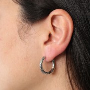 Créoles rondes martelées - réversible - 22 mm - Fil 3 mm - Acier Inoxydable 304 x2