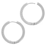 Créoles rondes martelées - réversible - 26 mm - Fil 3 mm - Acier Inoxydable 304 x2