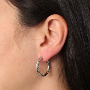 Créoles rondes martelées - réversible - 26 mm - Fil 3 mm - Acier Inoxydable 304 x2