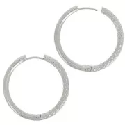 Créoles rondes martelées - réversible - 31 mm - Fil 3 mm - Acier Inoxydable 304 x2