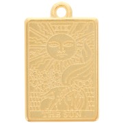 Pendentif carte de tarot 23x14 mm - Le soleil - Doré à l'or fin x1