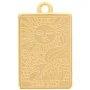 Pendentif carte de tarot 23x14 mm - Le soleil - Doré à l'or fin x1