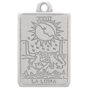 Pendentif carte de tarot 23x14 mm - La Lune - Placage Argent fin vieilli x1