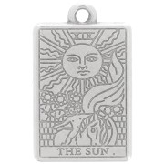 Pendentif carte de tarot 23x14 mm - Le soleil - Placage Argent fin vieilli x1|raw }}