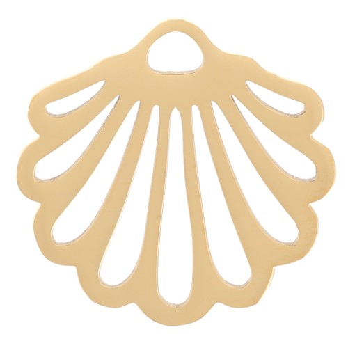 Breloque coquillage ajouré 15x16 mm - Acier inoxydable 304 Doré x1
