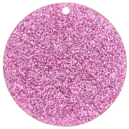 Pendentif rond 36 mm en plexiglas - Pailleté Violet Clair x1