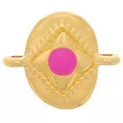 Intercalaire ovale 18x15mm motif étoile & résine époxy - Doré à l'or fin - Fuchsia
