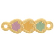 Intercalaire 3 coeurs 23x7 mm avec résine époxy - Doré à l'or fin - Pastel x1|raw }}