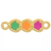 Intercalaire 3 coeurs 23x7 mm avec résine époxy - Doré à l'or fin - Multicolore