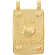 Pendentif rectangle 29x17 mm - motif coeurs - Doré à l'or fin x1