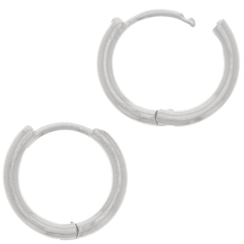 Dormeuses créoles rondes 16 mm à décorer - Placage Argent fin vieilli x2