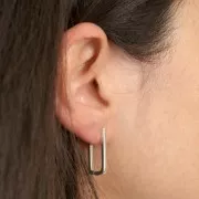 Créoles rectangle 21x11 mm à décorer - Placage Argent fin vieilli x2