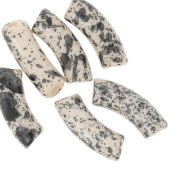 Perles tube incurvé en acrylique transparent 35x11 mm - Beige Tacheté Noir x6|raw }}