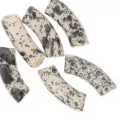 Perles tube incurvé en acrylique transparent 35x11 mm - Beige Tacheté Noir x6