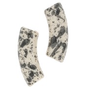 Perles tube incurvé en acrylique transparent 35x11 mm - Beige Tacheté Noir x6