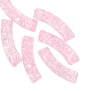 Perles tube incurvé 32x8mm en acrylique transparent effet craquelé - Rose clair x6