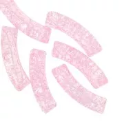 Perles tube incurvé en acrylique transparent 32x8 mm effet craquelé - Rose clair x6