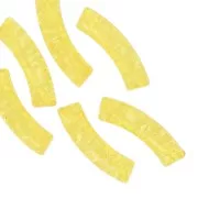 Perles tube incurvé en acrylique transparent 32x8 mm effet craquelé - Jaune x6