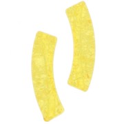 Perles tube incurvé 32x8 mm en acrylique transparent effet craquelé - Jaune x6