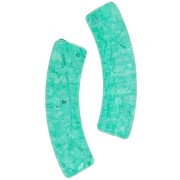 Perles tube incurvé 32x8mm acrylique transparent effet craquelé Vert turquoise x6