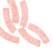 Perles tube incurvé en acrylique transparent 32x8 mm effet craquelé - Saumon x6