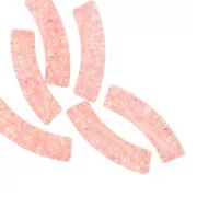 Perles tube incurvé en acrylique transparent 32x8 mm effet craquelé - Saumon x6