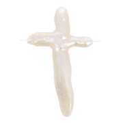 Perle croix irrégulière - perle d'eau douce Keshi 30 - 40 mm - Blanc x1|raw }}