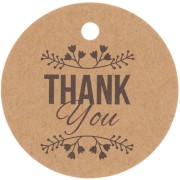 Etiquettes rondes 30 mm - Thank You - motif floral - Kraft x100|raw }}
