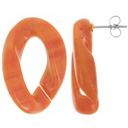 Clous d'oreilles maillon ovale torsadé 29.5x20 mm - Marbré Terracotta x2