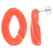 Clous d'oreilles maillon ovale torsadé 29.5x20 mm - Orange x2|raw }}