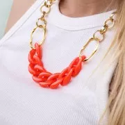 Clous d'oreilles maillon ovale torsadé 29.5x20 mm - Orange x2