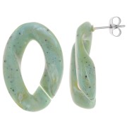 Clous d'oreilles maillon ovale torsadé 29.5x20 mm - Vert de gris - Tacheté noir x2|raw }}