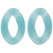 Maillon ovale torsadé en acrylique 29.5x20 mm - Bleu lagon x1