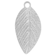 Breloques feuilles 15x7.5 mm - Placage Argent fin x10